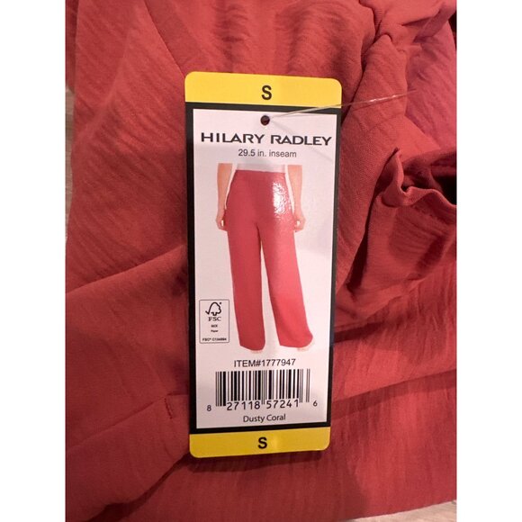 Womens Wide-Leg Elastic Waist Pants CORAL Color Comfortable Fit SMALL - Picture 9 of 12